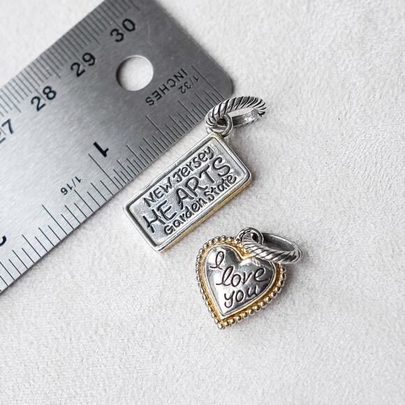 Brighton 2 PC Charms New Jersey Garden State Red Hearts I Love You Dangle Set - Picture 4 of 4